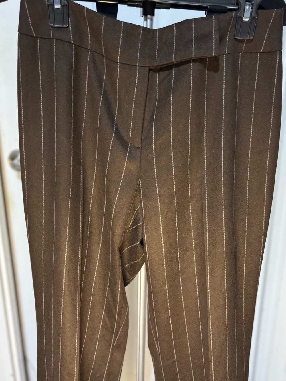 Talbots Collection Made in Italy Brown Pinstripe Wool Pants Women’s 10 Career